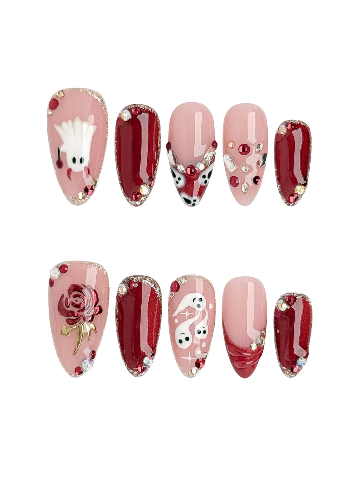 Rouge Bloom Medium Almond Press On Nails