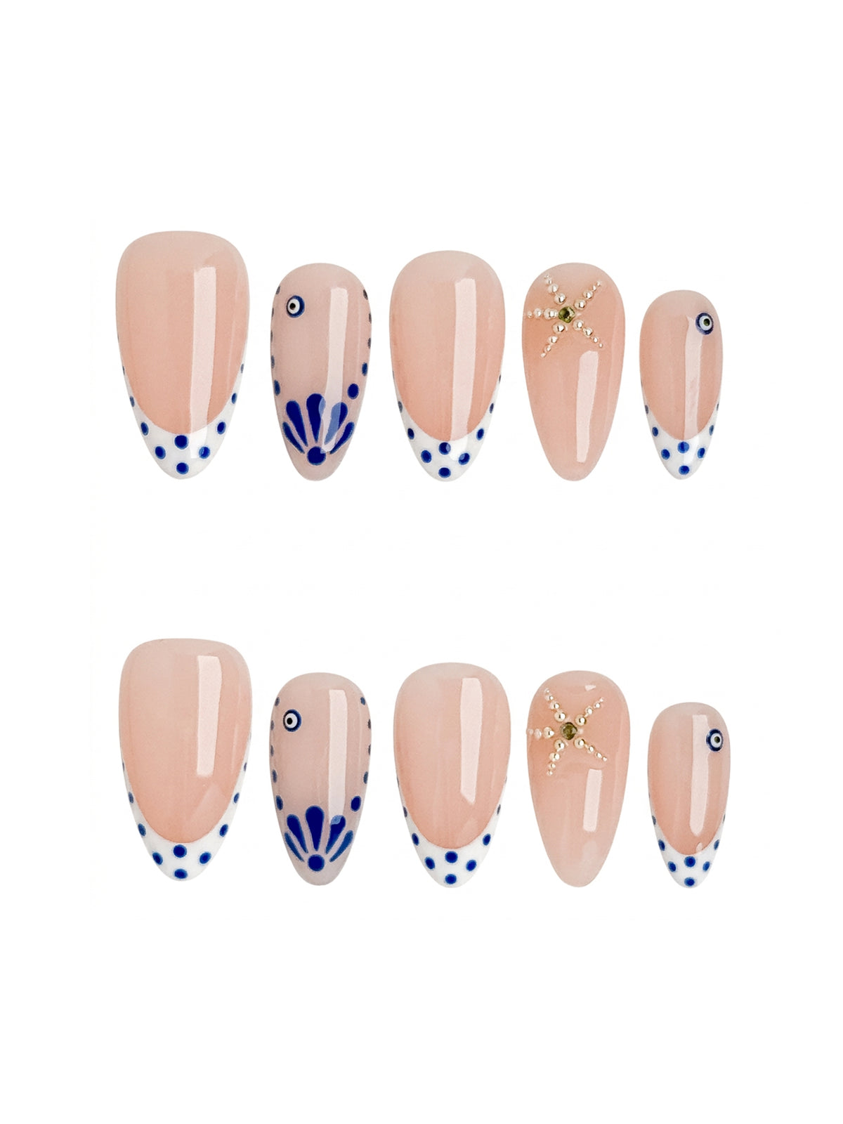 Aegean Charm Medium Almond Press On Nails