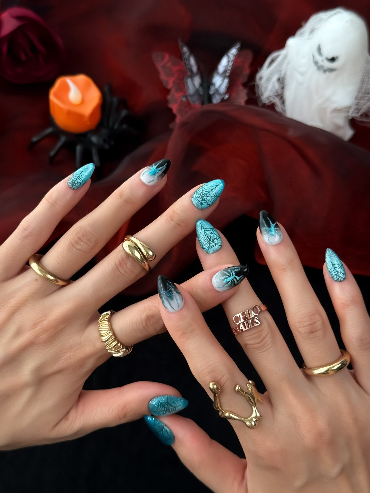 Midnight Tide Short Almond Press On Nails