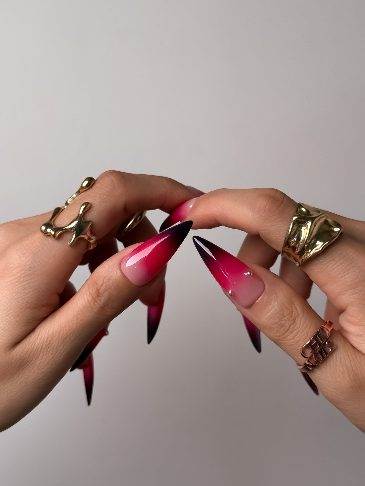 Pink Noir Long Stiletto Press On Nails