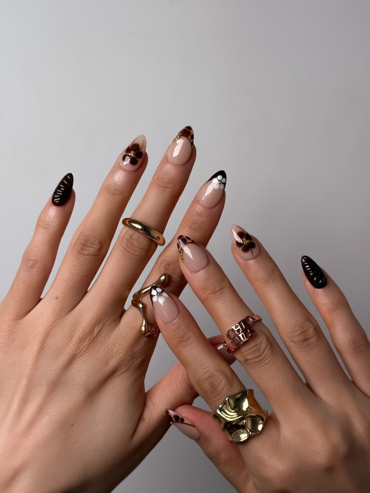 Mocha Petal Short Almond Press On Nails