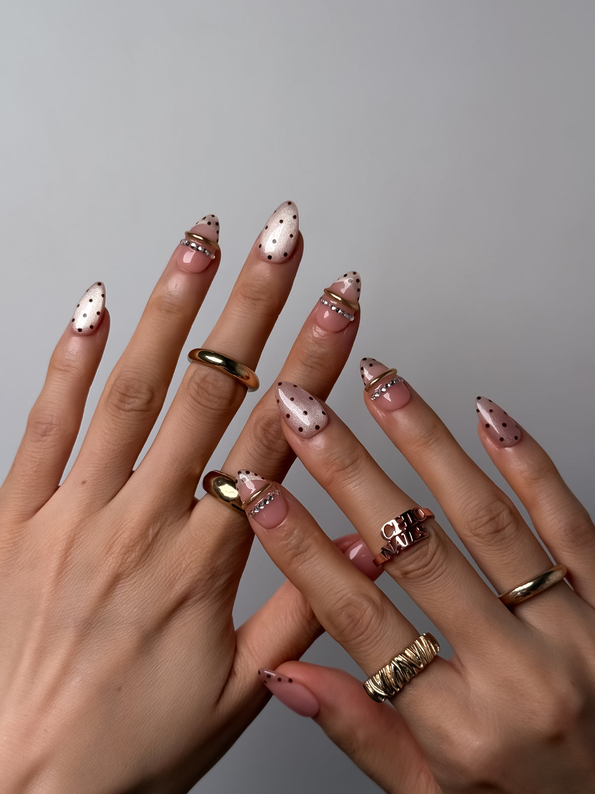 Mocha Dot Short Almond Press On Nails