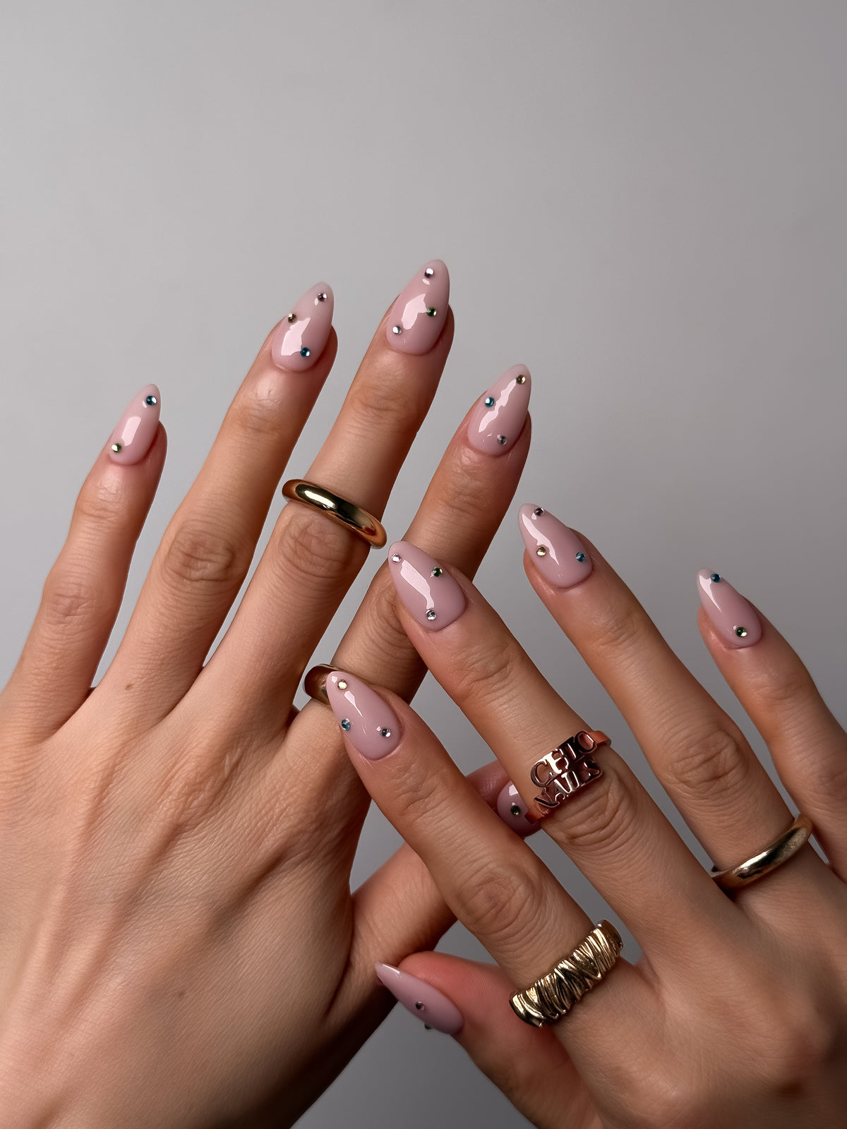 Crystal Confetti Short Almond Press On Nails