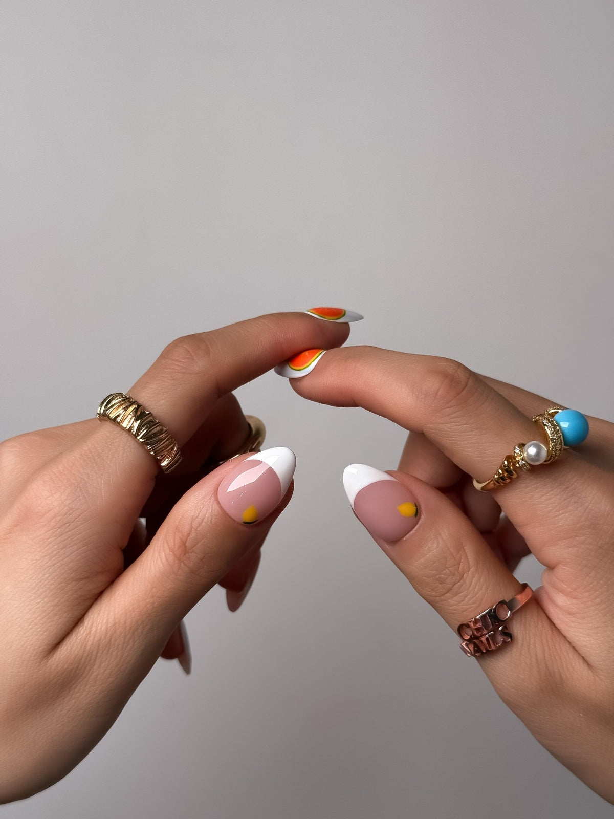 Citrus Picnic Short Almond Press On Nails
