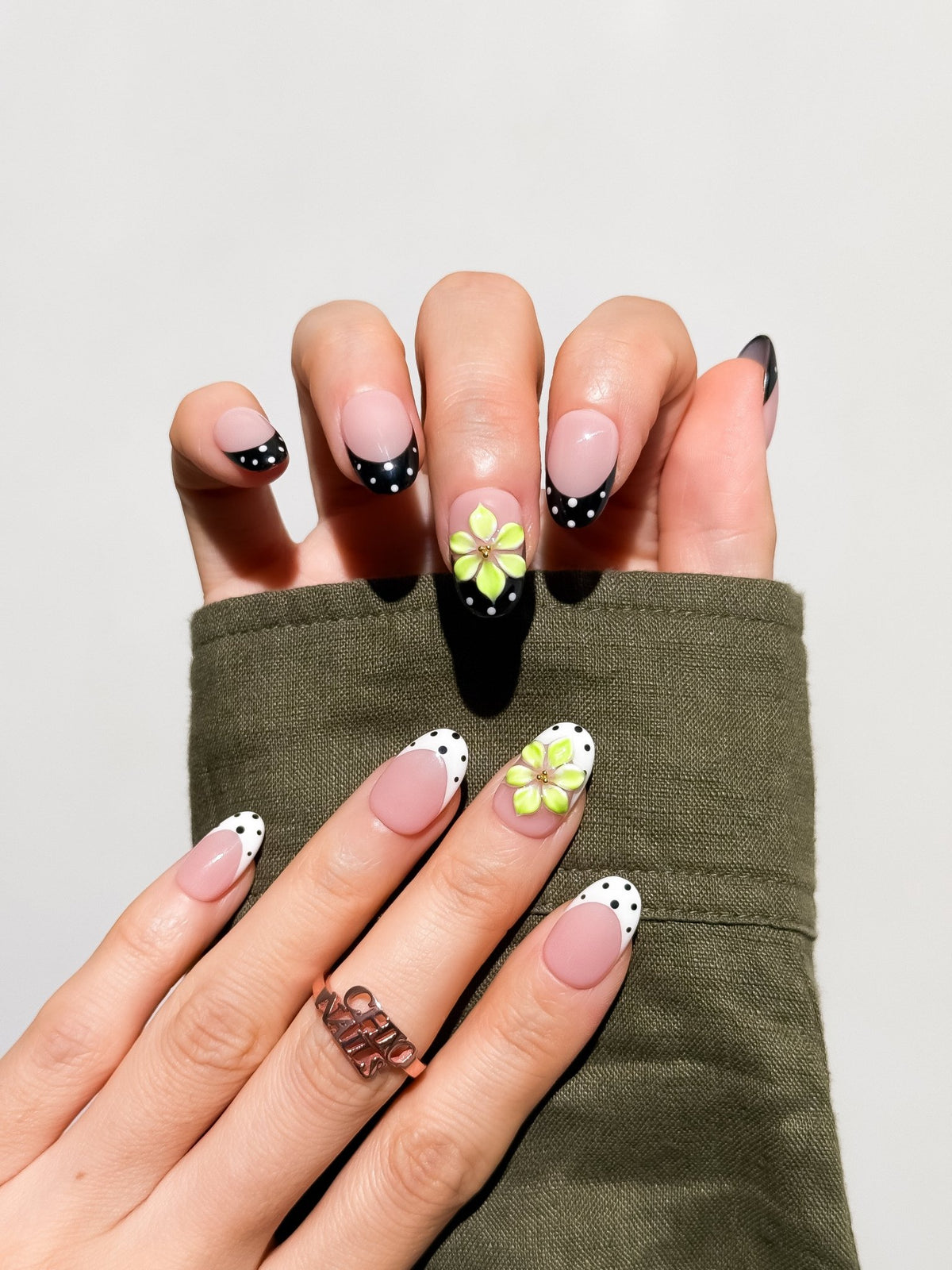 Lime Petal Short Oval Press On Nails