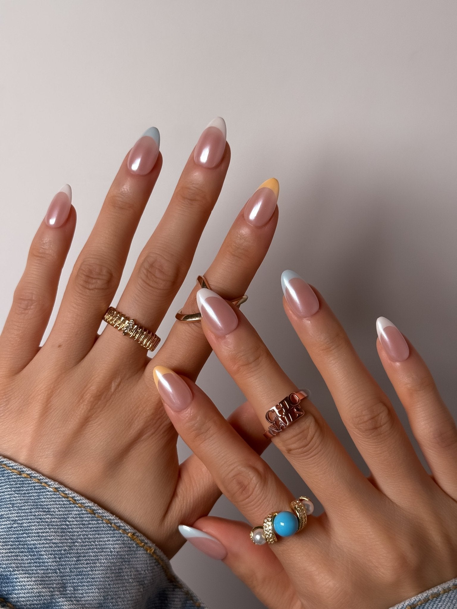 Pastel French Tip Press On Nails