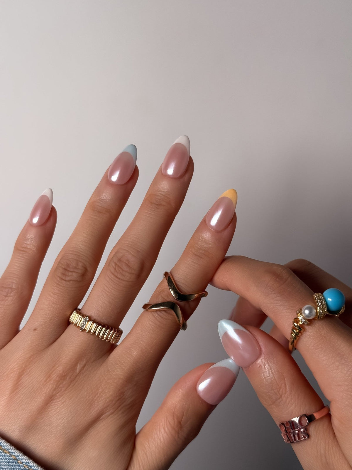 Pastel French Tip Press On Nails