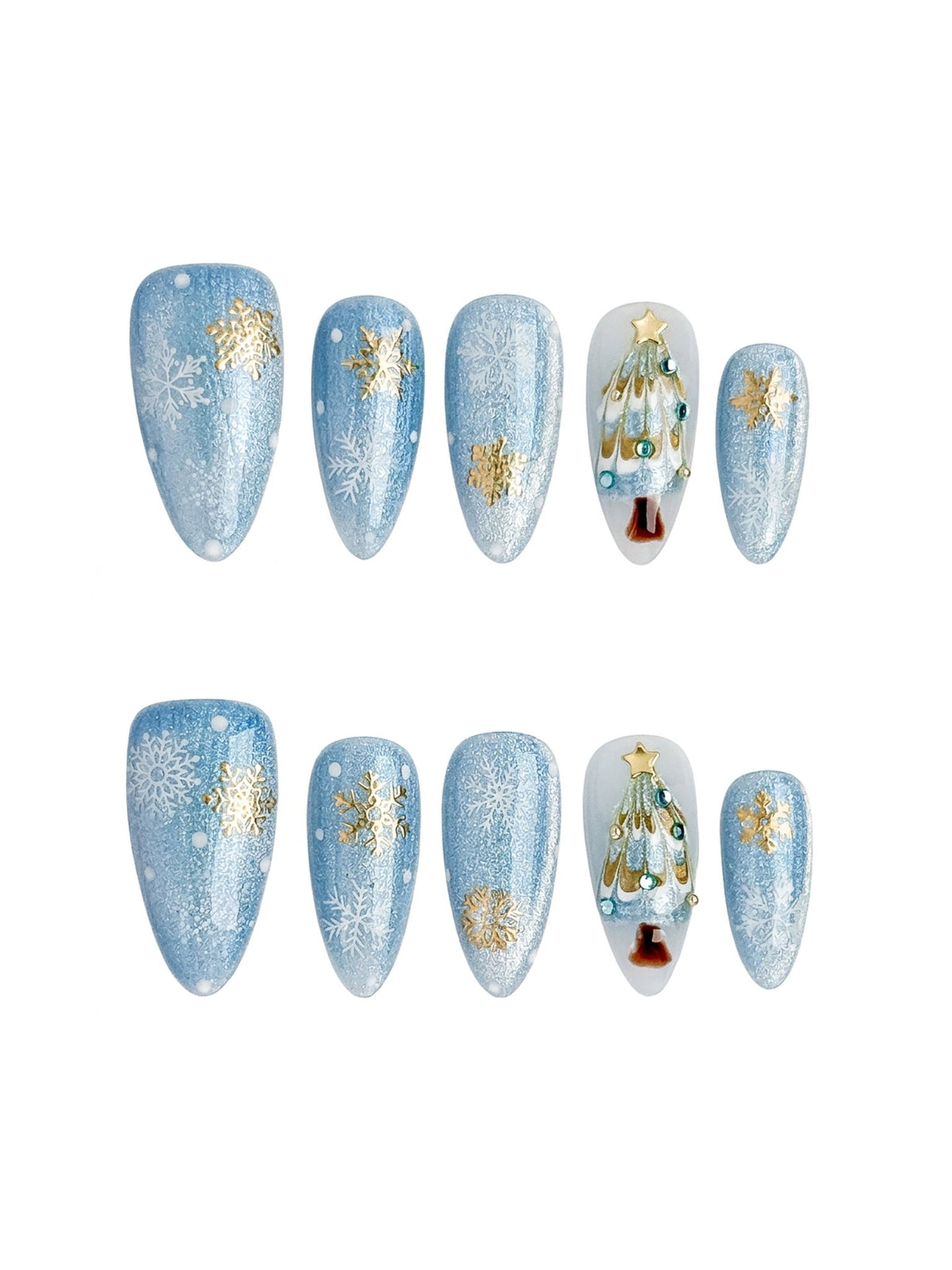 Frosted Christmas Medium Almond Press On Nails