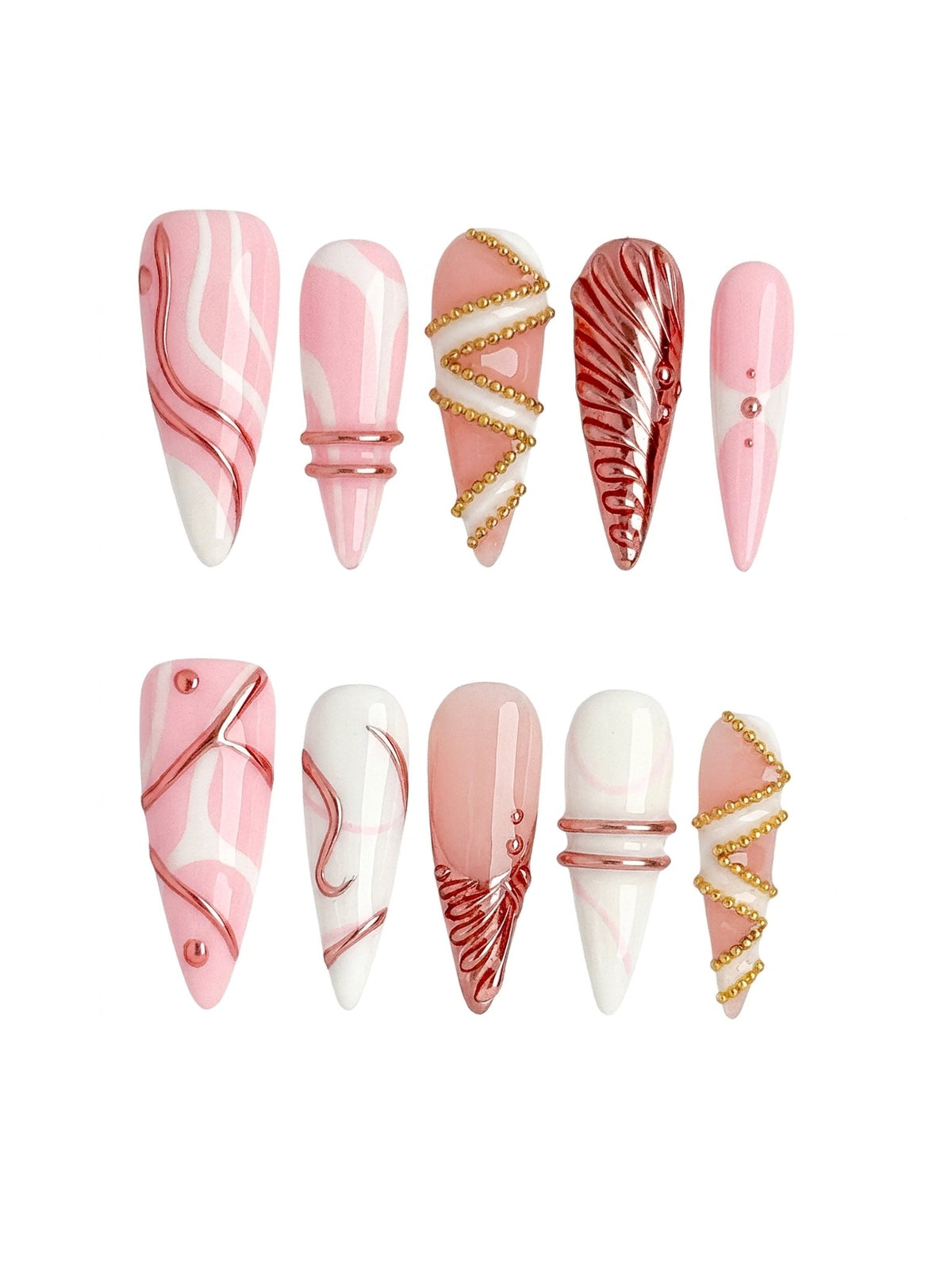 Rose Muse Long Stiletto Press On Nails