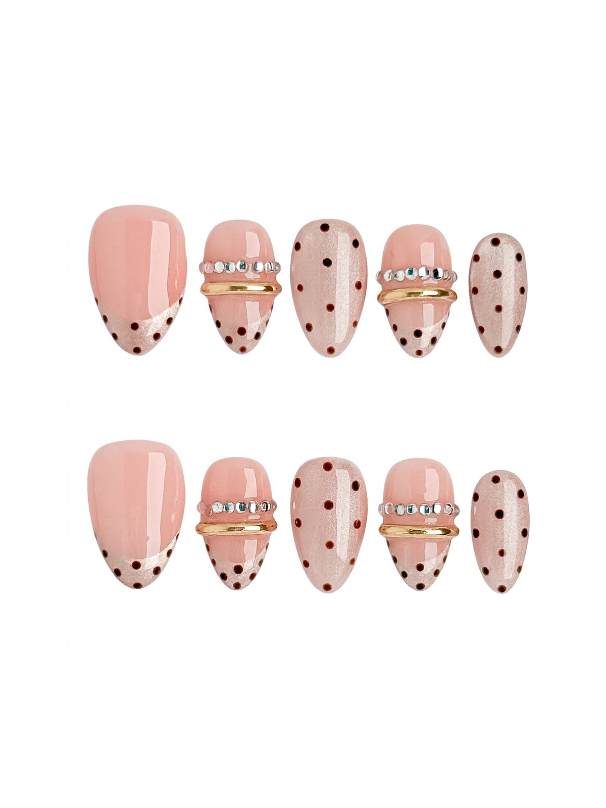 Mocha Dot Short Almond Press On Nails