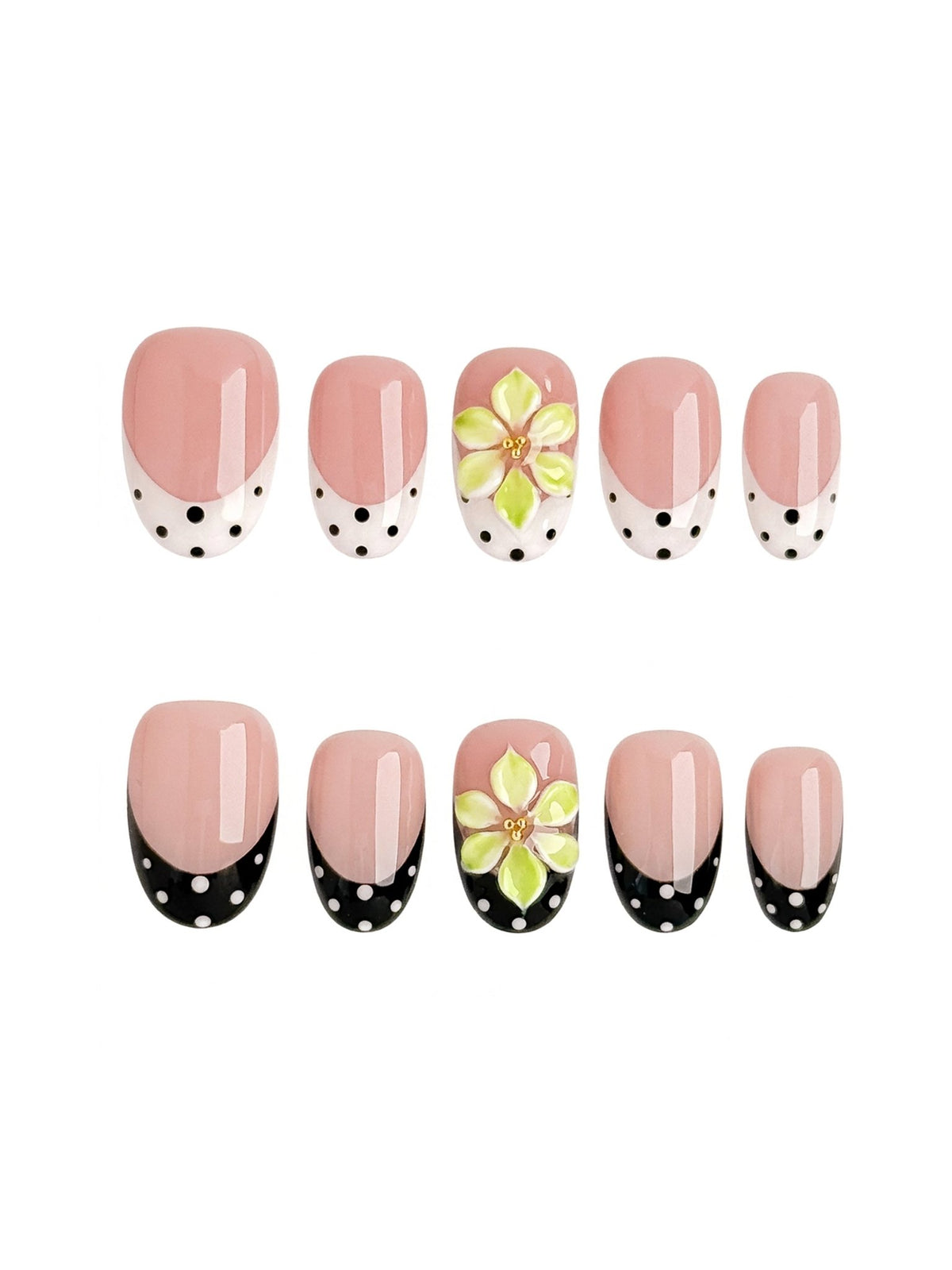 Lime Petal Short Oval Press On Nails
