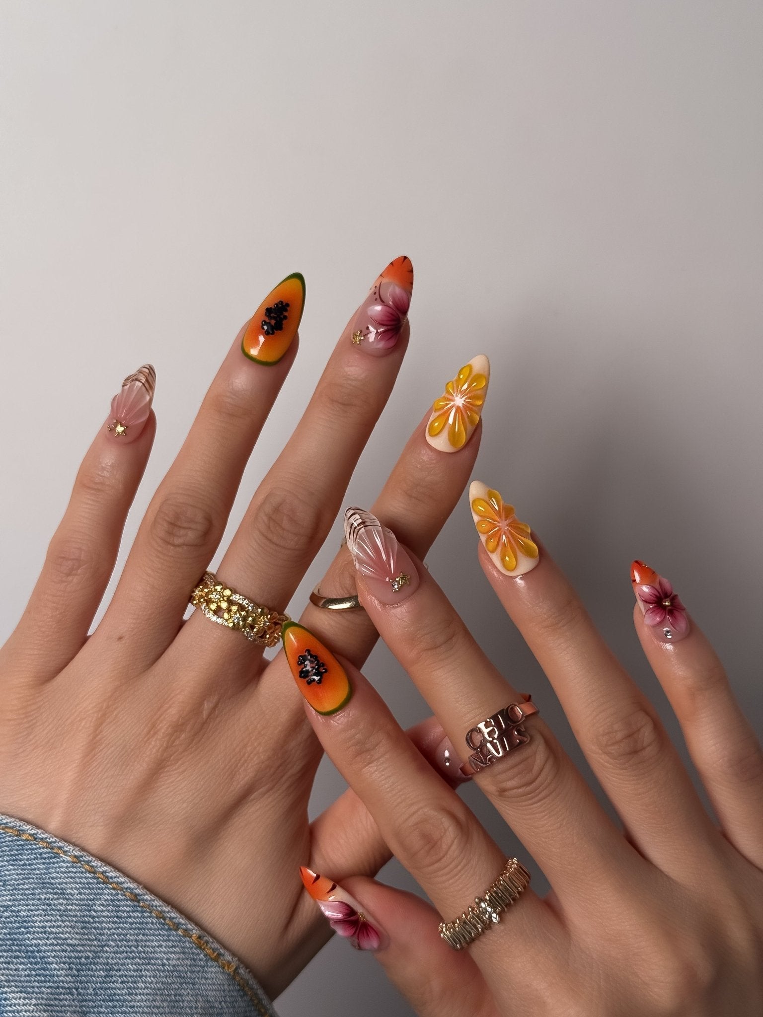 Tropical Fruit Press On Nails Medium Almond