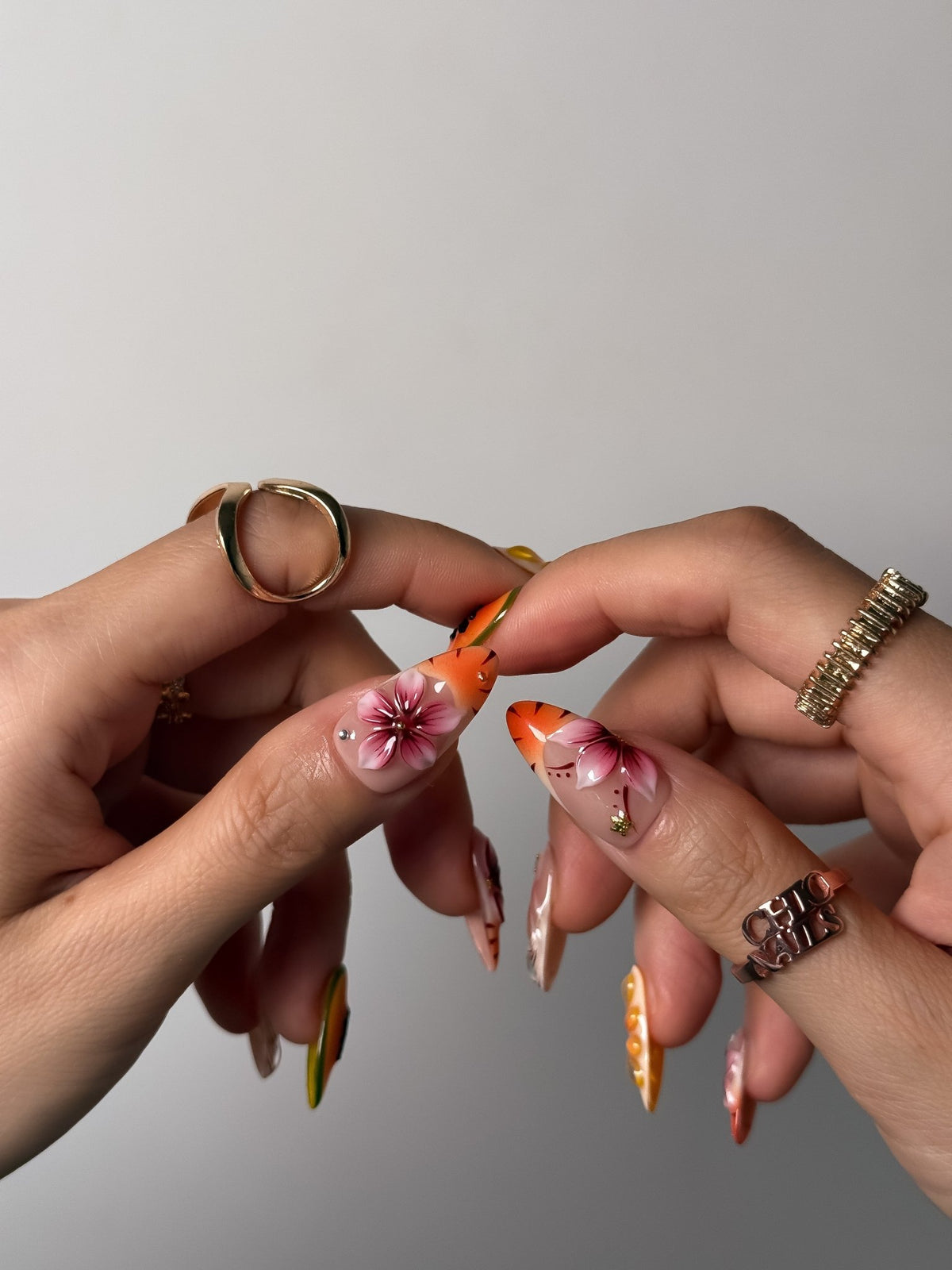 Tropical Fruit Press On Nails Medium Almond