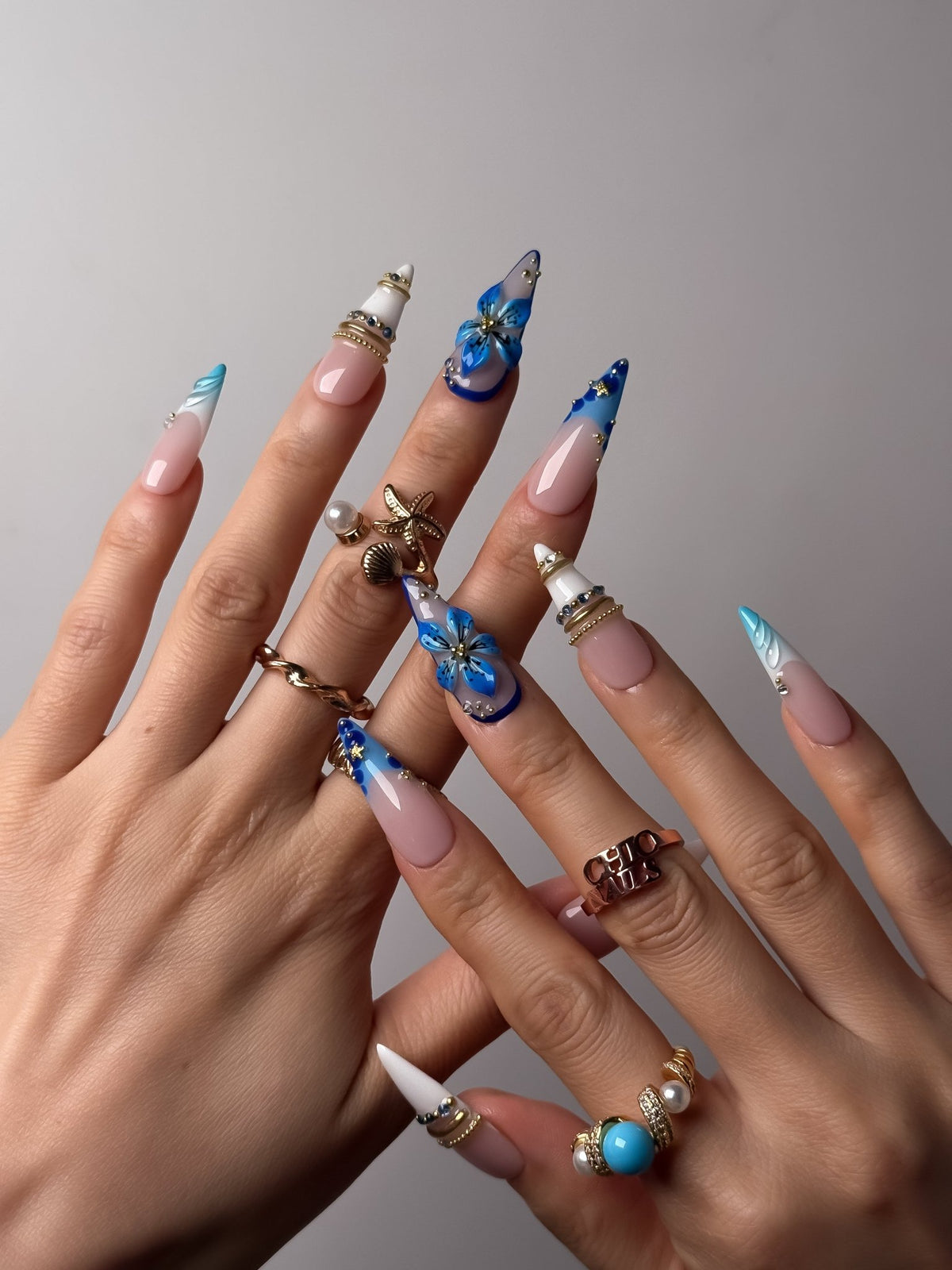 Royal Azure Long Stiletto Press On Nails