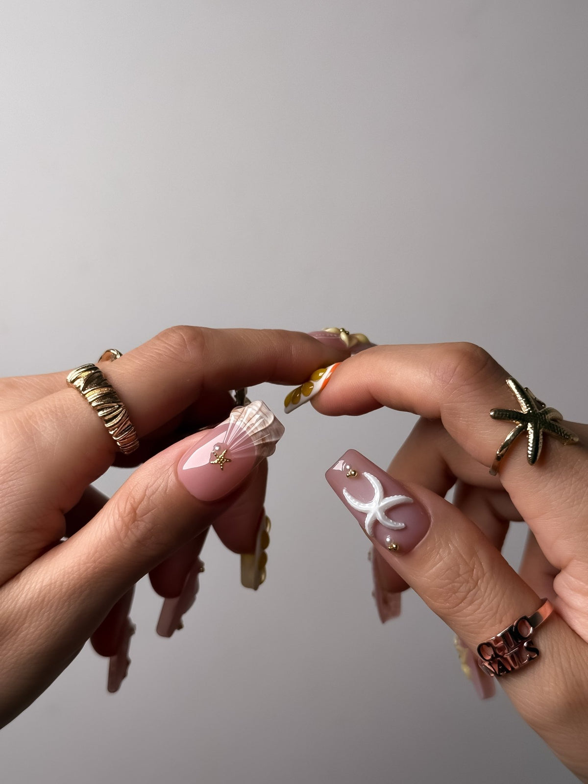 Golden Coast Medium Square Press On Nails