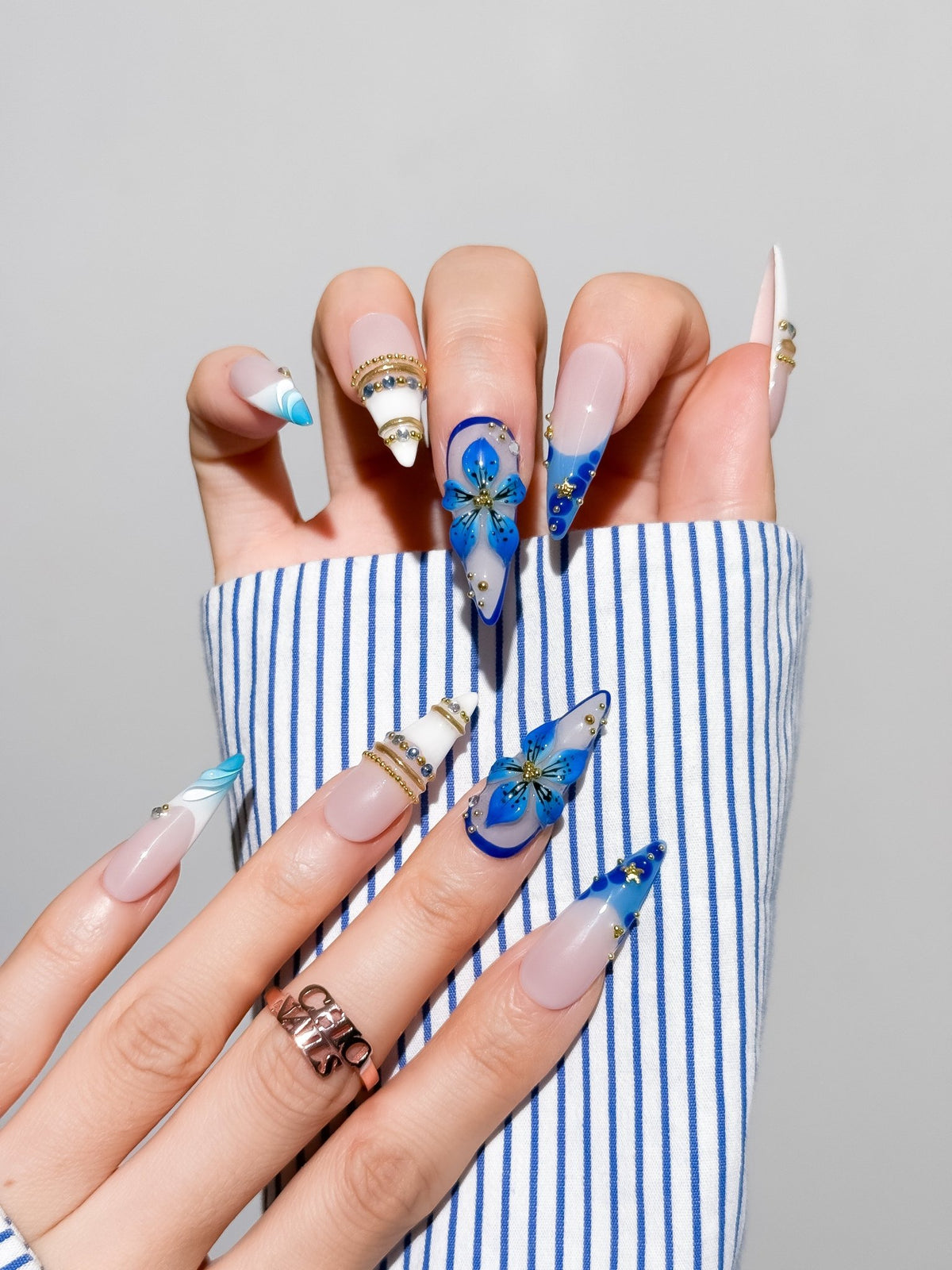 Royal Azure Long Stiletto Press On Nails