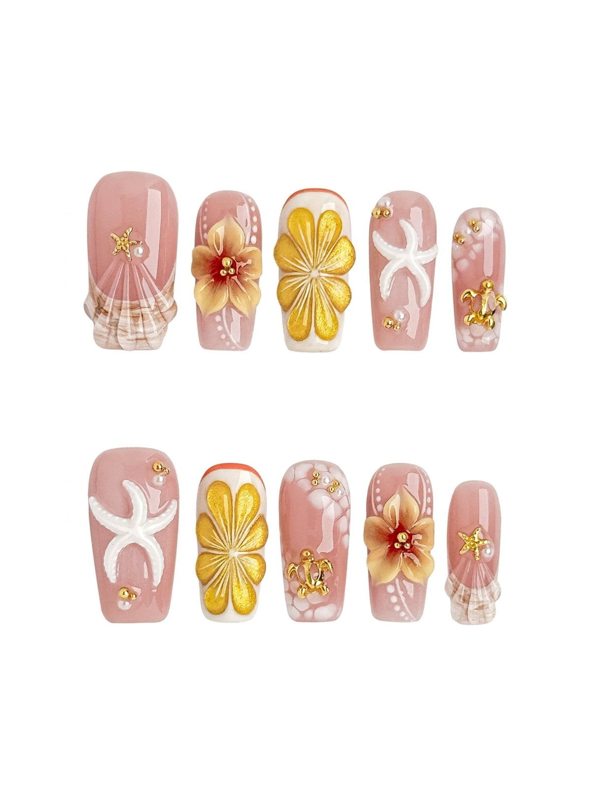 Golden Coast Medium Square Press On Nails