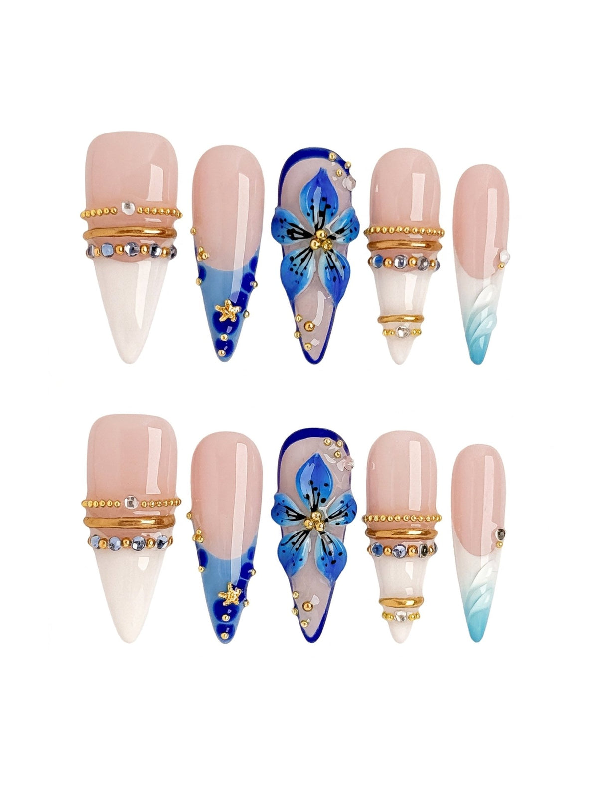 Royal Azure Long Stiletto Press On Nails