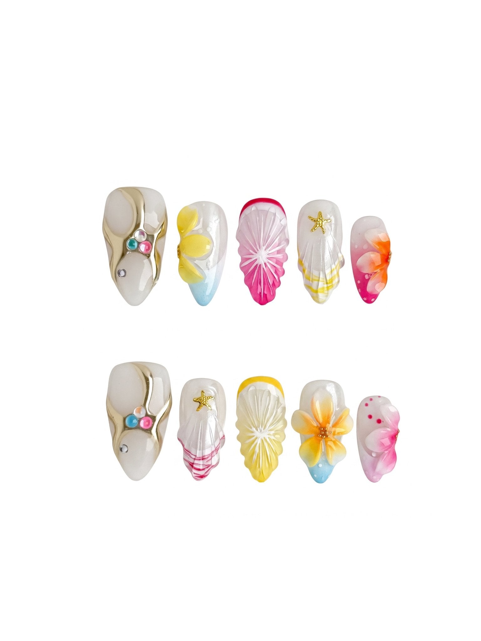 Amalfi Bloom Floral Press On Nails Medium Almond