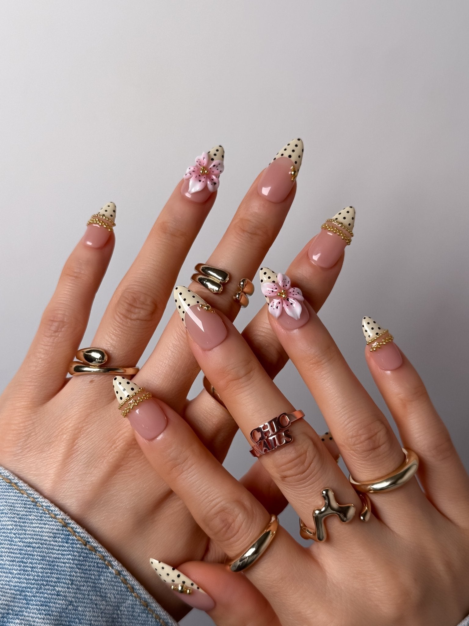 3D Flower French Tip Press-On Nails