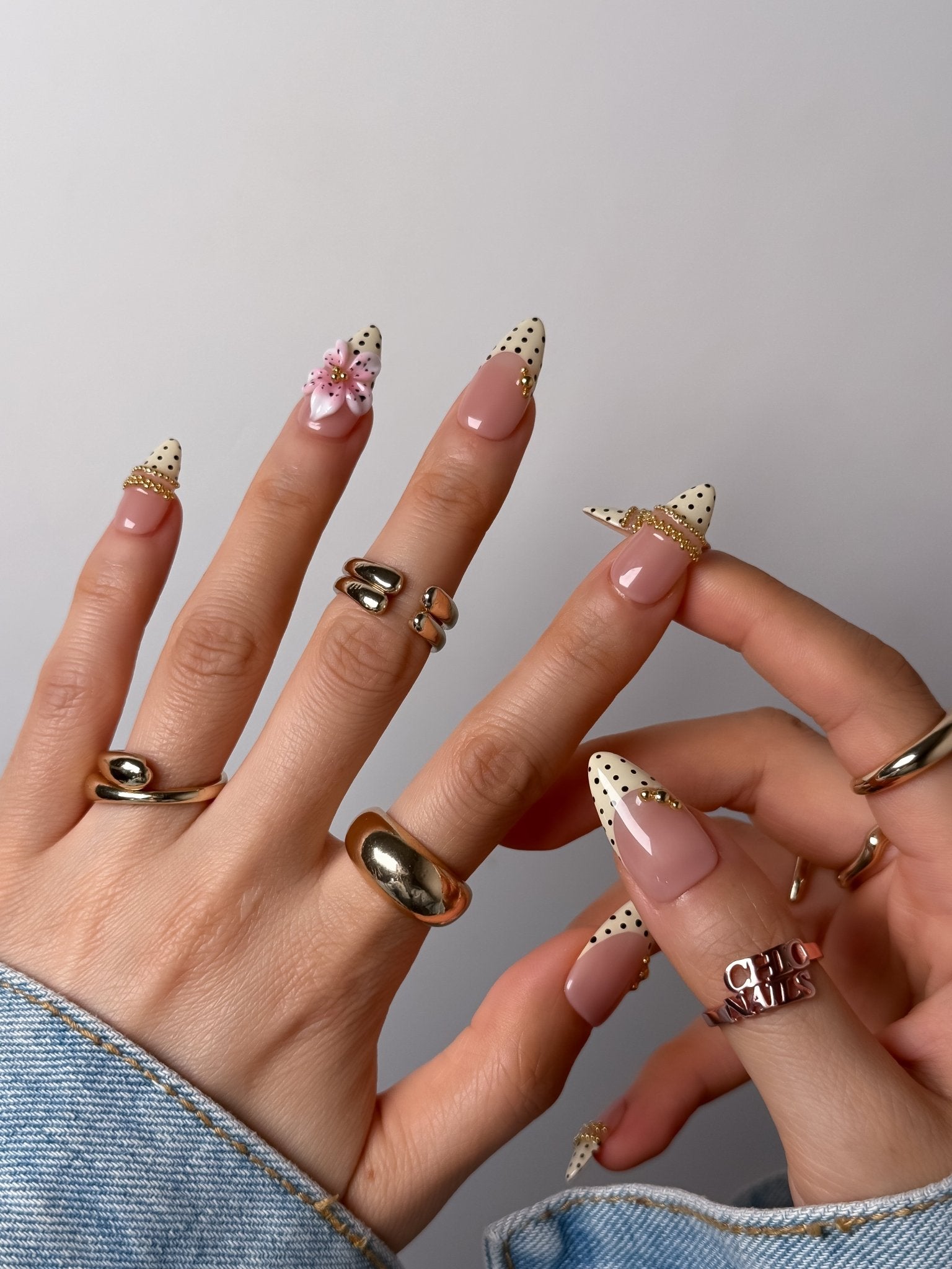 3D Flower French Tip Press-On Nails