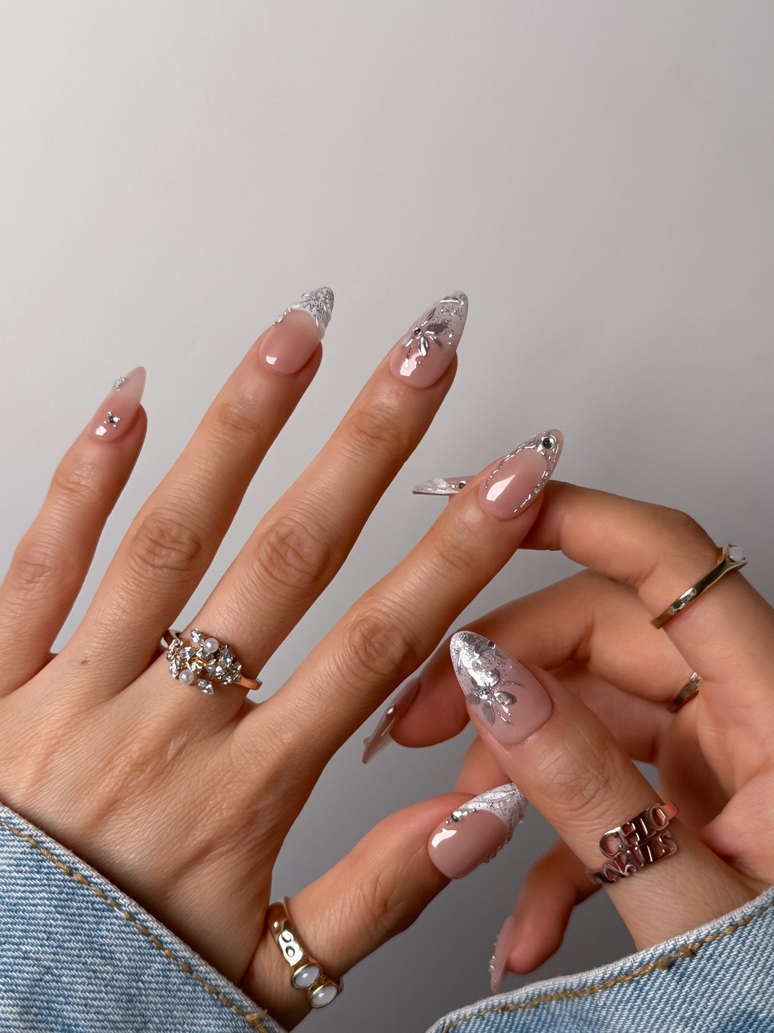 Silver Lace Elegance Press On Nails