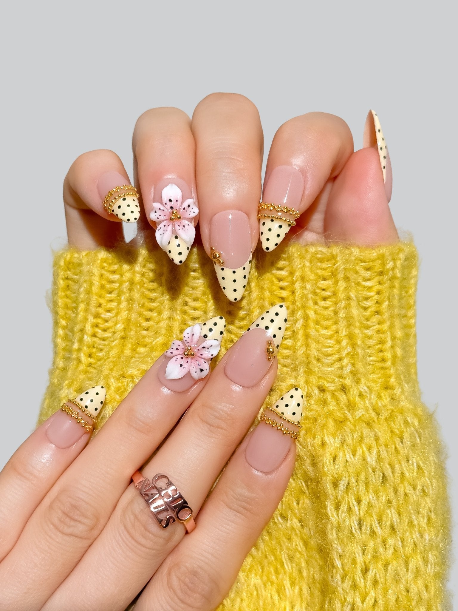 3D Flower French Tip Press-On Nails