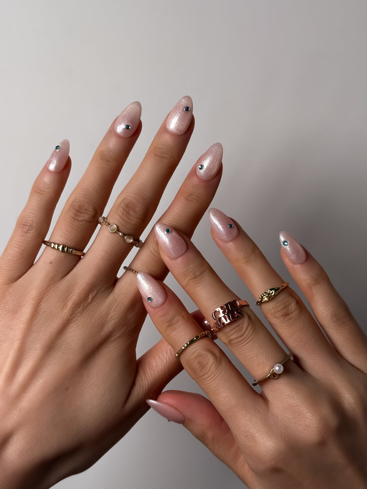Aqua Spark Short Almond Press On Nails