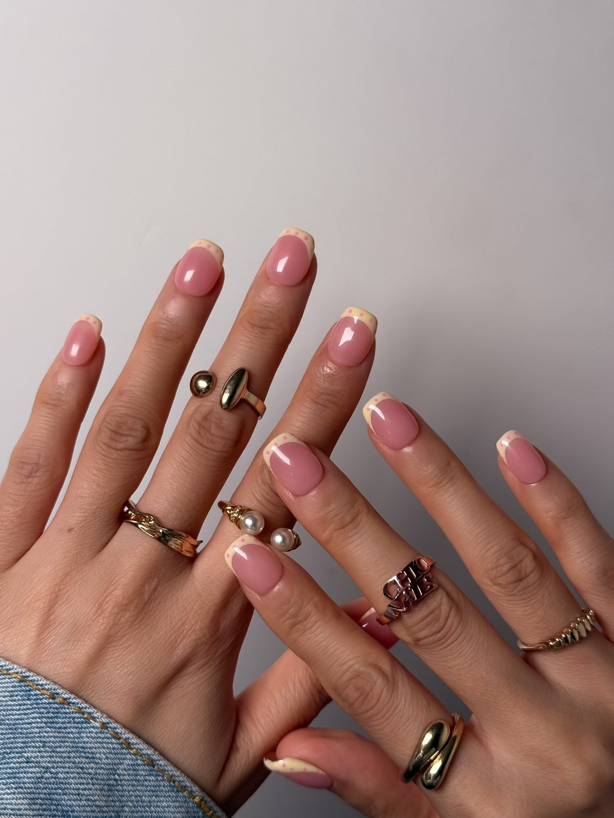 Pink French Tip Press On Nails Short Ballerina