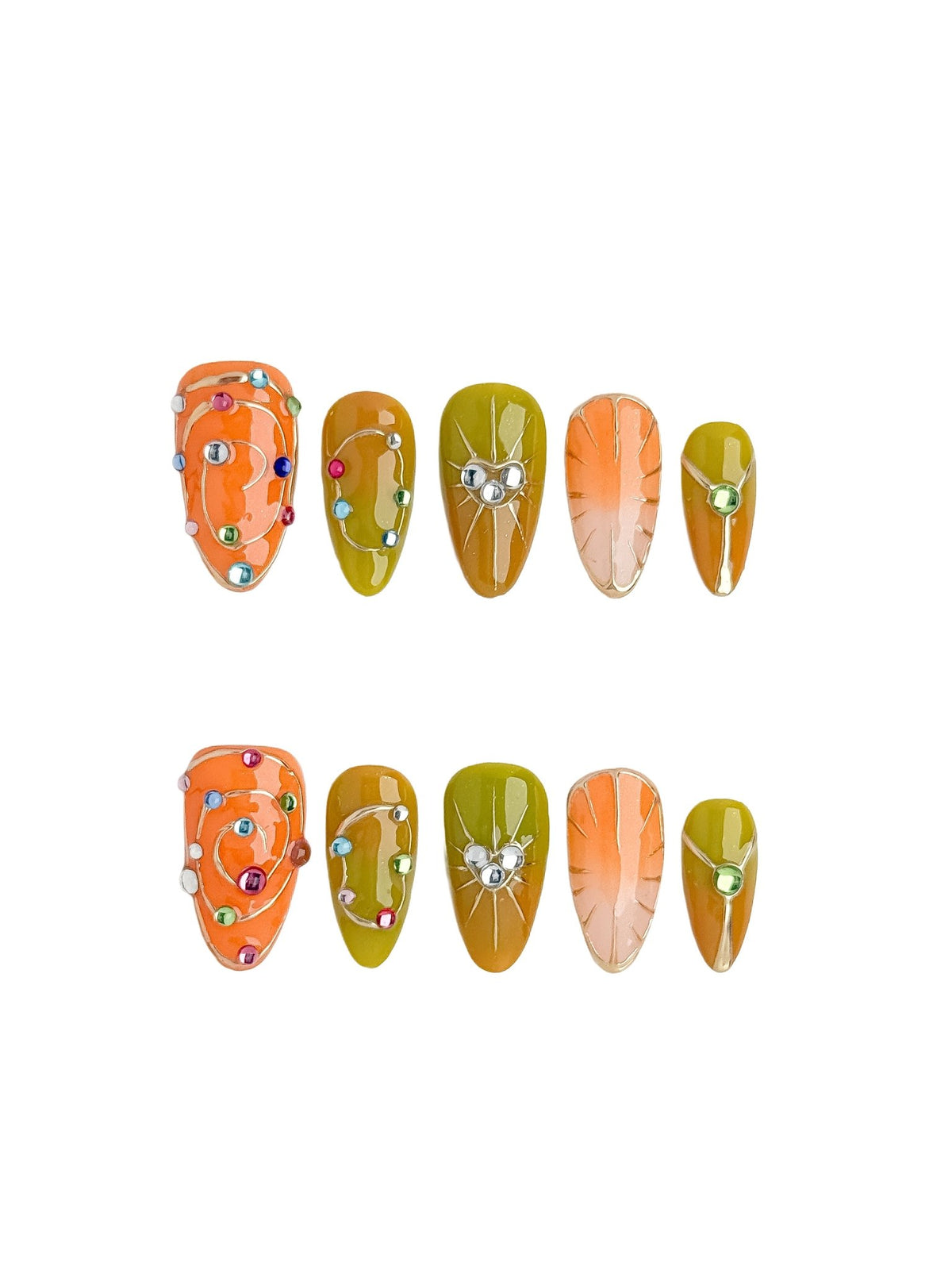 Citrus Bloom Press On Nails Medium Almond