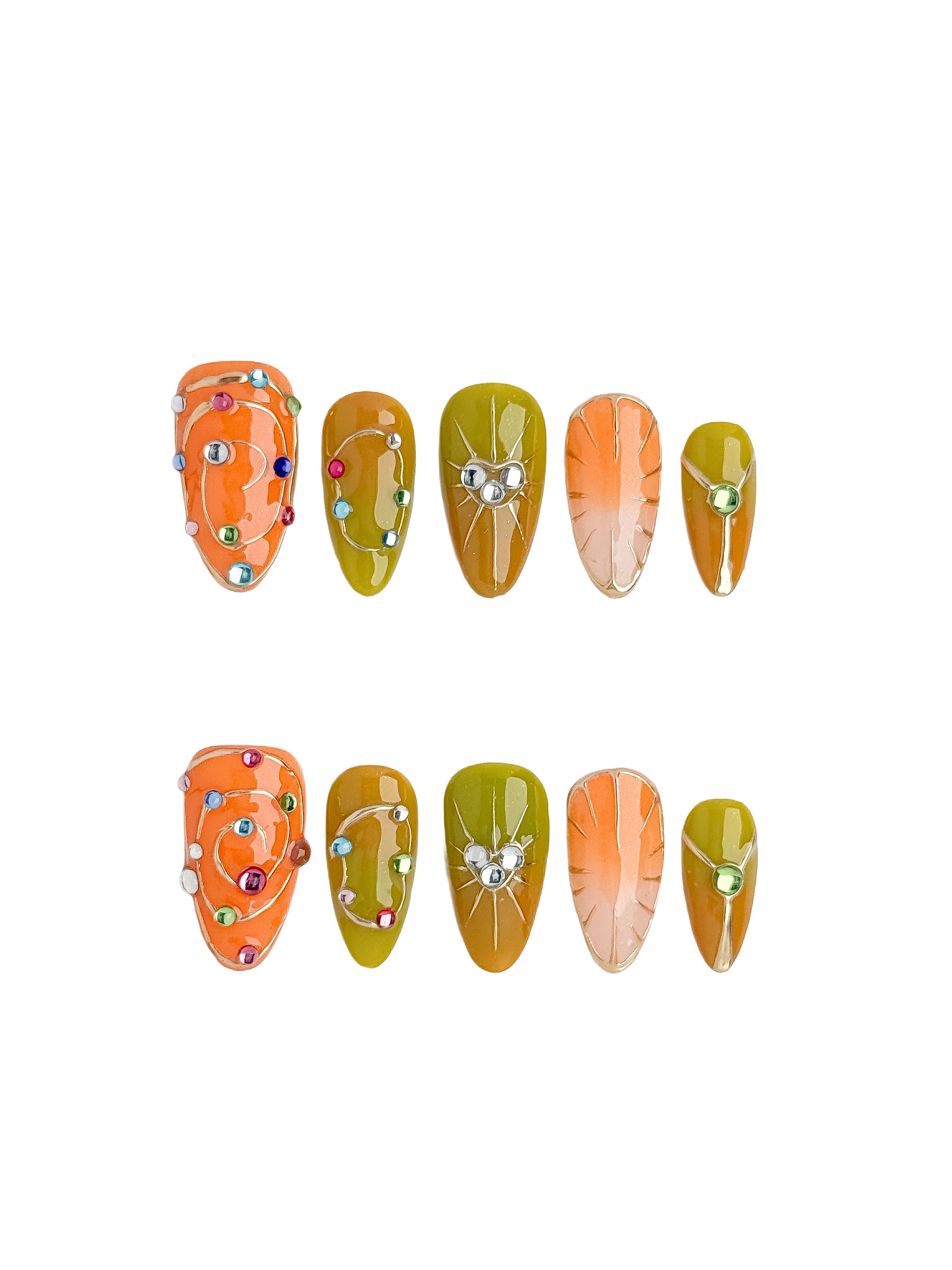 Citrus Bloom Press On Nails Medium Almond