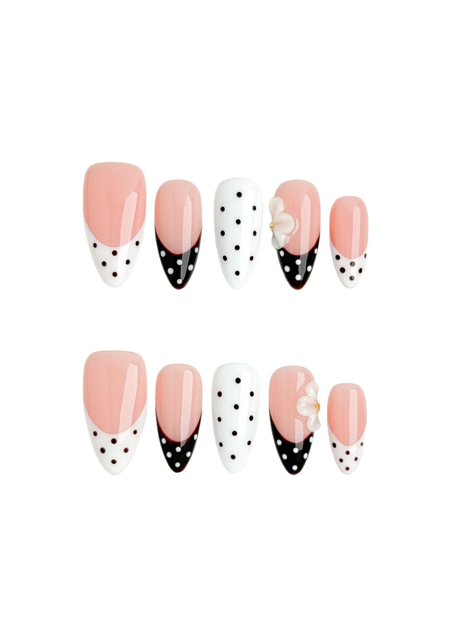 Cocoa Petals Floral French Press On Nails Medium Almond